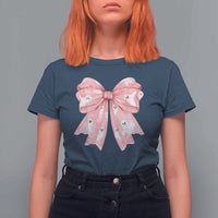 Pink Ghost Bow Coquette T Shirt For Women Cute Girlly Boo Sheet Halloween Spooky Season - Wonder Print Shop