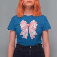 Pink Ghost Bow Coquette T Shirt For Women Cute Girlly Boo Sheet Halloween Spooky Season - Wonder Print Shop