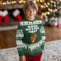 Good Better Best Chicago Football Inspirational Ugly Christmas Sweater Funny Hot Dog and Claw Graphic - Wonder Print Shop