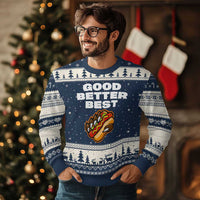 Good Better Best Chicago Football Inspirational Ugly Christmas Sweater Funny Hot Dog and Claw Graphic - Wonder Print Shop