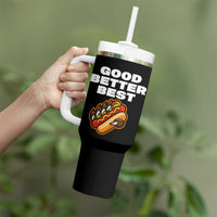 Good Better Best Chicago Football Inspirational Tumbler With Handle Funny Hot Dog and Claw Graphic - Wonder Print Shop