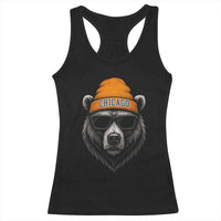 Cool Bear Chicago Graphic Racerback Tank Top Retro Vibe City Pride Beanie and Sunglasses - Wonder Print Shop