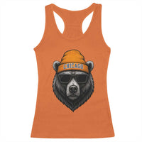 Cool Bear Chicago Graphic Racerback Tank Top Retro Vibe City Pride Beanie and Sunglasses - Wonder Print Shop
