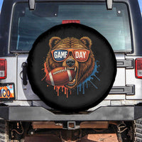Cool Game Day Bear Graphic Spare Tire Cover Bold Football Fan Dripping Paint - Wonder Print Shop