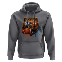 Cool Game Day Bear Graphic Hoodie Bold Football Fan Dripping Paint - Wonder Print Shop