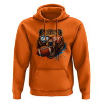 Cool Game Day Bear Graphic Hoodie Bold Football Fan Dripping Paint - Wonder Print Shop