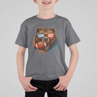 Cool Game Day Bear Graphic T Shirt For Kid Bold Football Fan Dripping Paint - Wonder Print Shop