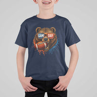 Cool Game Day Bear Graphic T Shirt For Kid Bold Football Fan Dripping Paint - Wonder Print Shop