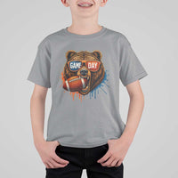 Cool Game Day Bear Graphic T Shirt For Kid Bold Football Fan Dripping Paint - Wonder Print Shop