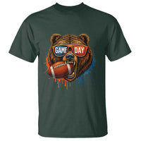 Cool Game Day Bear Graphic T Shirt Bold Football Fan Dripping Paint - Wonder Print Shop