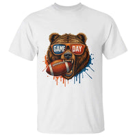 Cool Game Day Bear Graphic T Shirt Bold Football Fan Dripping Paint - Wonder Print Shop