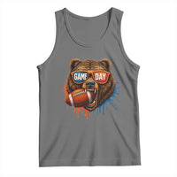 Cool Game Day Bear Graphic Tank Top Bold Football Fan Dripping Paint - Wonder Print Shop