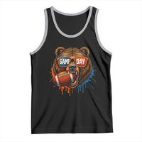 Cool Game Day Bear Graphic Tank Top Bold Football Fan Dripping Paint - Wonder Print Shop