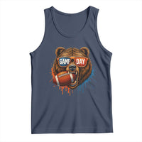 Cool Game Day Bear Graphic Tank Top Bold Football Fan Dripping Paint - Wonder Print Shop