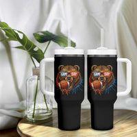 Cool Game Day Bear Graphic Tumbler With Handle Bold Football Fan Dripping Paint - Wonder Print Shop