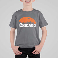 Chicago Skyline Football Graphic T Shirt For Kid Bold Windy City Fan Art for Game Days - Wonder Print Shop