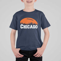 Chicago Skyline Football Graphic T Shirt For Kid Bold Windy City Fan Art for Game Days - Wonder Print Shop