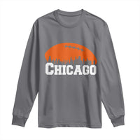 Chicago Skyline Football Graphic Long Sleeve Shirt Bold Windy City Fan Art for Game Days - Wonder Print Shop