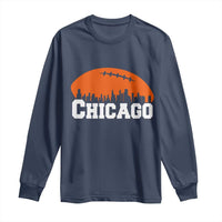 Chicago Skyline Football Graphic Long Sleeve Shirt Bold Windy City Fan Art for Game Days - Wonder Print Shop