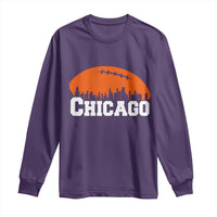 Chicago Skyline Football Graphic Long Sleeve Shirt Bold Windy City Fan Art for Game Days - Wonder Print Shop