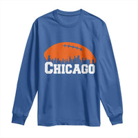 Chicago Skyline Football Graphic Long Sleeve Shirt Bold Windy City Fan Art for Game Days - Wonder Print Shop