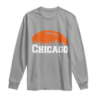 Chicago Skyline Football Graphic Long Sleeve Shirt Bold Windy City Fan Art for Game Days - Wonder Print Shop