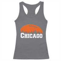 Chicago Skyline Football Graphic Racerback Tank Top Bold Windy City Fan Art for Game Days - Wonder Print Shop