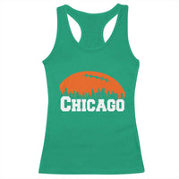 Chicago Skyline Football Graphic Racerback Tank Top Bold Windy City Fan Art for Game Days - Wonder Print Shop