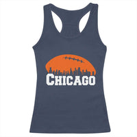 Chicago Skyline Football Graphic Racerback Tank Top Bold Windy City Fan Art for Game Days - Wonder Print Shop