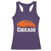 Chicago Skyline Football Graphic Racerback Tank Top Bold Windy City Fan Art for Game Days - Wonder Print Shop
