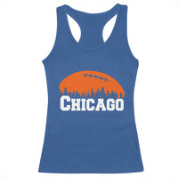 Chicago Skyline Football Graphic Racerback Tank Top Bold Windy City Fan Art for Game Days - Wonder Print Shop