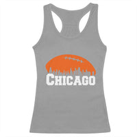 Chicago Skyline Football Graphic Racerback Tank Top Bold Windy City Fan Art for Game Days - Wonder Print Shop