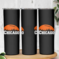 Chicago Skyline Football Graphic Skinny Tumbler Bold Windy City Fan Art for Game Days - Wonder Print Shop