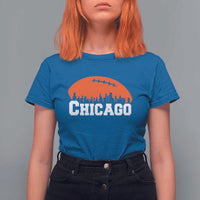 Chicago Skyline Football Graphic T Shirt For Women Bold Windy City Fan Art for Game Days - Wonder Print Shop