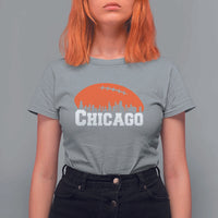 Chicago Skyline Football Graphic T Shirt For Women Bold Windy City Fan Art for Game Days - Wonder Print Shop