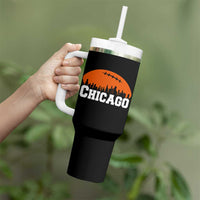 Chicago Skyline Football Graphic Tumbler With Handle Bold Windy City Fan Art for Game Days - Wonder Print Shop