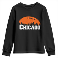 Chicago Skyline Football Graphic Youth Sweatshirt Bold Windy City Fan Art for Game Days - Wonder Print Shop