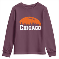 Chicago Skyline Football Graphic Youth Sweatshirt Bold Windy City Fan Art for Game Days - Wonder Print Shop
