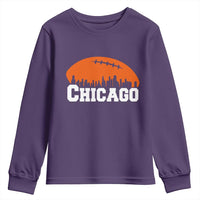 Chicago Skyline Football Graphic Youth Sweatshirt Bold Windy City Fan Art for Game Days - Wonder Print Shop