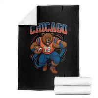 Fierce Football Bear Throw Blanket Chicago Fan Number 18 Bold Orange Game Day Spirit - Wonder Print Shop