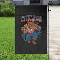 Fierce Football Bear Garden Flag Chicago Fan Number 18 Bold Orange Game Day Spirit - Wonder Print Shop