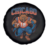 Fierce Football Bear Spare Tire Cover Chicago Fan Number 18 Bold Orange Game Day Spirit - Wonder Print Shop