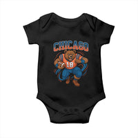 Fierce Football Bear Baby Onesie Chicago Fan Number 18 Bold Orange Game Day Spirit - Wonder Print Shop