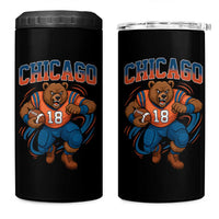 Fierce Football Bear 4 in 1 Can Cooler Tumbler Chicago Fan Number 18 Bold Orange Game Day Spirit - Wonder Print Shop