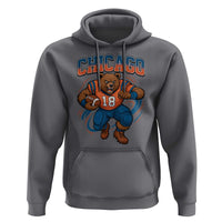 Fierce Football Bear Hoodie Chicago Fan Number 18 Bold Orange Game Day Spirit - Wonder Print Shop