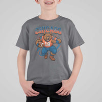Fierce Football Bear T Shirt For Kid Chicago Fan Number 18 Bold Orange Game Day Spirit - Wonder Print Shop
