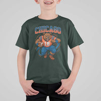 Fierce Football Bear T Shirt For Kid Chicago Fan Number 18 Bold Orange Game Day Spirit - Wonder Print Shop