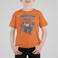 Fierce Football Bear T Shirt For Kid Chicago Fan Number 18 Bold Orange Game Day Spirit - Wonder Print Shop