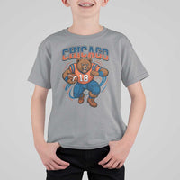 Fierce Football Bear T Shirt For Kid Chicago Fan Number 18 Bold Orange Game Day Spirit - Wonder Print Shop