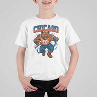 Fierce Football Bear T Shirt For Kid Chicago Fan Number 18 Bold Orange Game Day Spirit - Wonder Print Shop